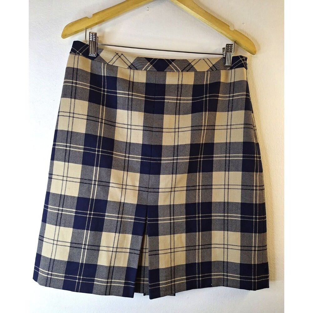 Brooks Brothers 346 Wool Plaid Metallic Pencil Skirt Sz 10 Academia Preppy Offic